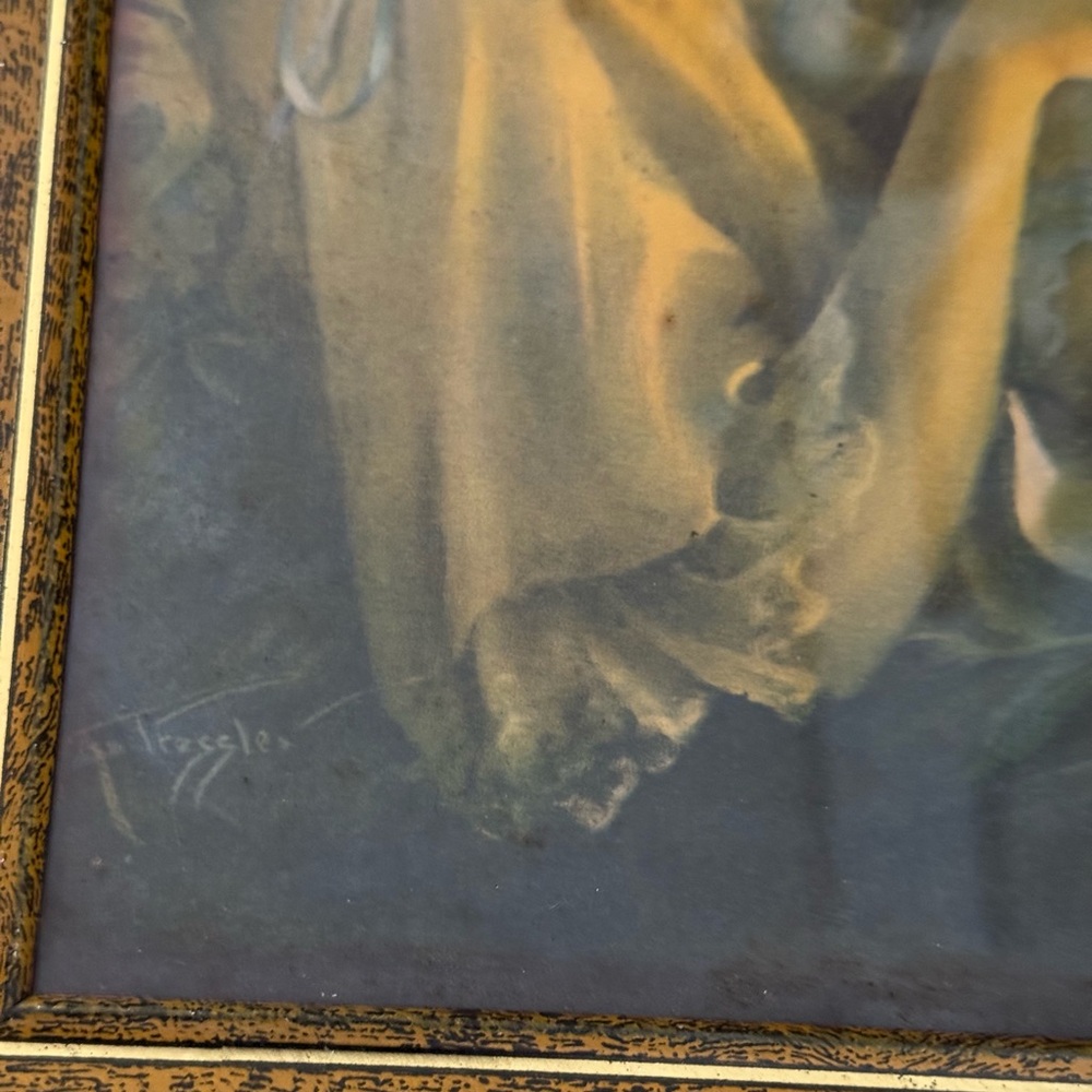 Charming Vintage Print of Mother and Child with German Shepherd Dog - Picture 3 of 4